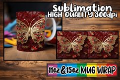 Glittered 3D Butterfly Magic: Mug Wrap Sublimation Product Image 1
