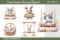 Cute Easter Bunny Sublimation Clipart PNG Product Image 1