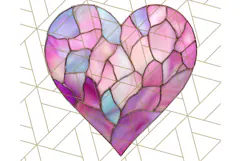 Stained Glass Heart PNG Clipart in Pastel and Bright Colors Product Image 2
