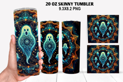 Ghost Skinny Tumbler 20oz Wrap Design, Halloween Tumbler PNG Product Image 1
