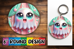 Heartfelt Circle Car Coasters PNG, 3D Cute Ghost Product Image 1
