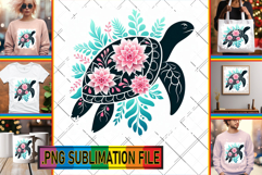 Bright TOTE BAG Designs PNG, Flower Animals Product Image 1