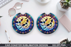 Haunted Bats Car Coaster Sublimation| Halloween Coaster PNG Product Image 1