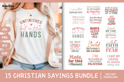 15 Christian Quotes SVG Bundle | Faith Sayings Product Image 1