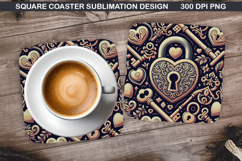 Valentine Coaster Sublimation, Valentine Coaster PNG Design Product Image 1