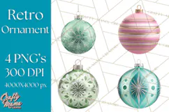 Retro Ornament Clipart PNG, Vintage Christmas Clip Art Product Image 1