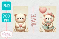 Cute Valentines day sublimation PNG, Cute bears png design Product Image 1