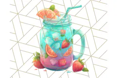 Coral and Aqua Summer Clipart PNG Pastel Tropical Icons Product Image 2