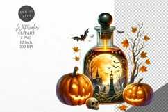 Halloween clipart, Halloween bottle, Autumn clipart Product Image 1