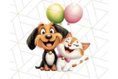 Dog and Cat Friends PNG, Cute Pet Clipart, Funny Animal Art Product Image 2