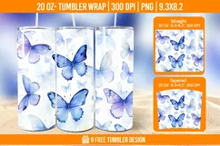 3D Cute Butterfly Tumbler Wrap Designs, Sublimation Wrap Product Image 1