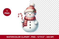 png watercolor clipart - cute snowman Product Image 1