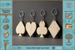Playing Card Suits Keychain LaserCut Plans Poker Heart Spade Product Image 1