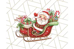Santa Sleigh Ride Clipart PNG, Flying Reindeer Christmas Art Product Image 2