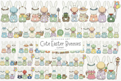 Cute Easter Bunnies Clipart Product Image 1