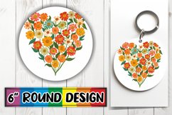 Heart Made of Flowers Sublimation Round Design PNG Product Image 1