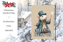 Merry Christmas Garden Flag, Wizard Mouse Garden Flag Product Image 1
