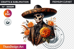 Floral Day of the Dead Clipart PNG sugar skull la catrina Product Image 1