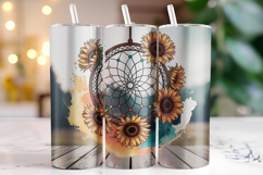 Sunflower Dream Catcher Tumbler Wrap | Sublimation | Tumbler Product Image 1