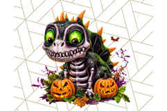 Bright Halloween Dinosaur PNG Clipart with Holiday Elements Product Image 2