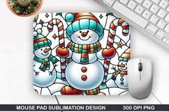 Snowman Mouse Pad Sublimation, Christmas Mouse Pad PNG Product Image 1