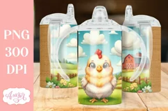 Cute chicken sippy cup sublimation PNG, Kids tumbler templat Product Image 2