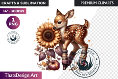 Enchanted Woodland Animal &amp; Sunflower Clipart PNG Product Image 1