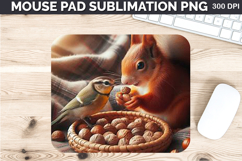 Watercolor Squirrel Mouse Pad Sublimation - Thanksgiving PNG Product Image 1