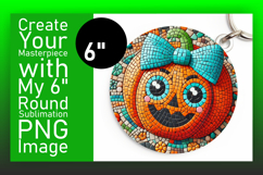 Colorful Round Design Keychain Artwork , Cute Pumpkin Product Image 1