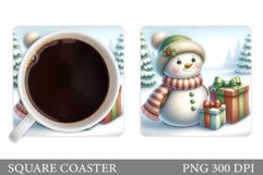Cute Snowman Coaster Design. Christmas Coaster Sublimation Product Image 1