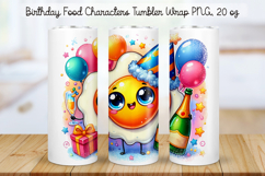 Birthday Food Character Tumbler Wrap PNG 20 oz Product Image 1