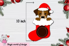 Dog in a Christmas sock candy dome svg, Layered Paper Product Image 4