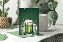 Green Irish Beer Mug with Shamrock Greeting Card PNG Sublima Product Image 1