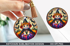 Kitten Keychain Sublimation - Halloween Keychain PNG Design Product Image 1