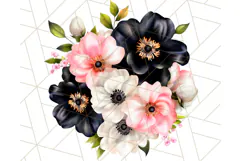Gothic Floral PNG, Dark Aesthetic Flowers Clipart Print Product Image 2
