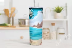 3D Hawaiian Beach 20 oz Skinny Tumbler Sublimation Product Image 3