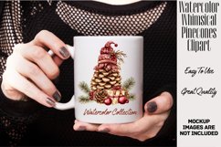 Watercolor Whimsical Red and Gold Pinecones Clipart Product Image 4