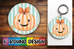 Watercolor Halloween Pumpkin Round Design PNG Wrap Product Image 1