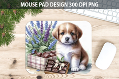 Watercolor Dog Mouse Pad Sublimation - Valentines PNG Design Product Image 1