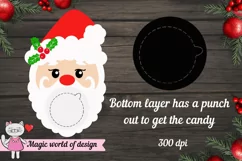 Santa Claus head candy dome ornament, paper craft cut file Product Image 3