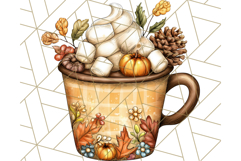 Fall Drink Clipart PNG, Cozy Autumn Cocoa and Latte Art Product Image 2