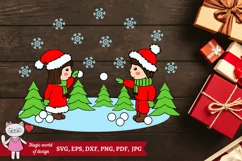 Kids Winter illustration svg , for Silhouette and Cricut Product Image 1