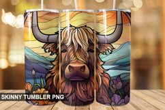 Stained Glass Highland Cow PNG Tumbler Design Product Image 1