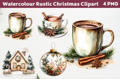 Watercolour Rustic Christmas Clipart PNG Product Image 1