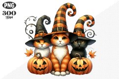 Halloween Cat And Pumpkin Sublimation - Clipart PNG Design Product Image 1