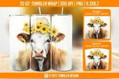 3D Highland Cow Tumbler Designs, Sublimation Wrap Product Image 1
