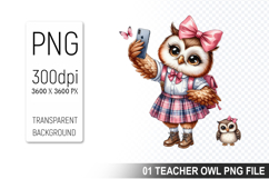 Teacher Owl Clipart PNG, Cute Owl, Digital Download File Product Image 1