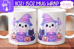 Halloween Season mug wrap PNG, Cute ghost mug PNG Product Image 2