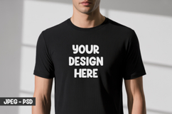 Black T-Shirt PSD Mockup Studio Fit Product Image 1