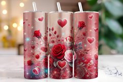 Flowers &amp; Hearts Valentine's Day Tumbler Wrap Sublimation Product Image 1